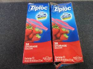 lot 126 image: 2- 38 ct Ziploc Gallon Storage Bags...