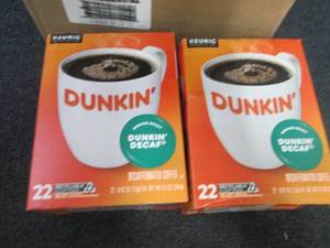 lot 163 image: 2- 22 ct Dunkin Decaf Kcups...