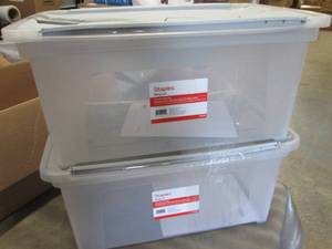 lot 215 image: 2 Staples Wing Lid Totes...