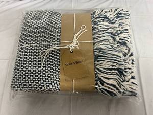 Stone & Beam Navy Blue and White Throw Blanket