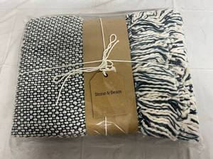 Stone & Beam Navy Blue and White Throw Blanket