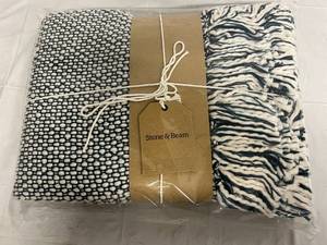 Stone & Beam Navy Blue and White Throw Blanket
