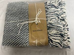 Stone & Beam Navy Blue and White Throw Blanket
