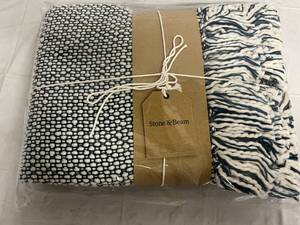 Stone & Beam Navy Blue and White Throw Blanket