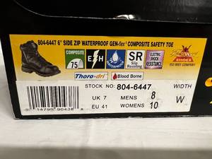 6 Side Zip Waterproof Safety Toe Boots - 8