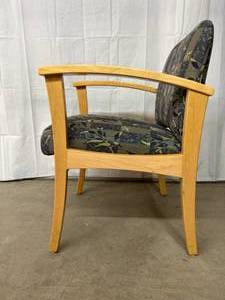 lot 52 image: High Quality Herman Miller Nemschoff Upholstered Reception Office Waiting Room Guest Chair With Maple Wood Accent - Excellent Condition