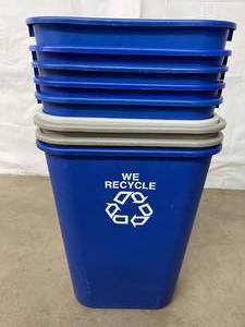 lot 110 image: Lot of Mixed Brand Biohazard Plastic Garbage Trash Container Bins - In Good Condition (Rubbermaid, Tenex) 