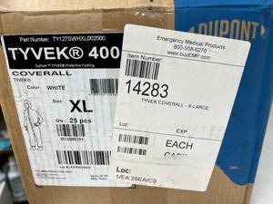 1 Case (25 each) NEW DuPont 14283 Tyvek 400 Protective Covering Coveralls - Size XL White (open box)