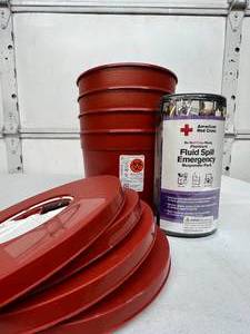 NEW American Red Cross Fluid Spill Emergency Responder Pack and Covidien Biohazard SharpSafety Sharps Containers with Lids