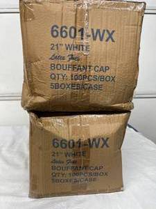 2 Cases (500 each per case) NEW Maytex 6601-WX 100-Pack 21 Latex-Free Bouffant Caps - White