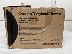 1 Case (500 each) NEW HuFriedyGroup WPXBL 19 x 13 Crosstex 3-Ply Tissue Plus 1-Ply Poly Polyback Towels - Blue