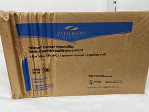 1 Case (500 each) NEW Patterson Dental Premium 3-Ply of Tissue  1-Ply of PE Patient Bibs