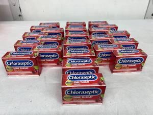 Lot of 23 NEW Chloraseptic 18-Pack Sore Throat Fast Acting Oral Pain Reliever Extra Soothing Liquid Center Lozenges - 2025 Expiration