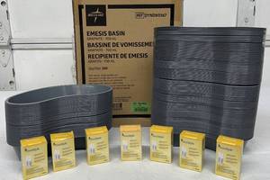 Lot Of 7 Boxes (2 bottles per box) Abbott 14002-04 2 x 4.0 mL FreeStyle Control Solutions Plus Large Lot Medline DYND80367 700mL Non-Sterile Single-Use Emesis Basins