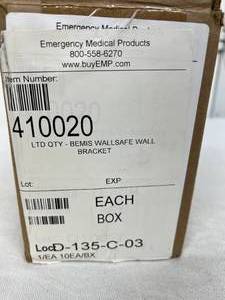 1 Case (10 each) Emergency Medical Products 410020 Bemis Wallsafe Wall Bracket (open box)