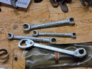 lot 50 image: Lot of (4) Assorted Wrenches - (3) Open End, (1) Box End