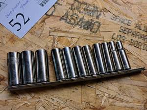 lot 52 image: Craftsman 38 Drive Metric Deep Socket Set - 9MM-19MM 11-piece with Socket Holder