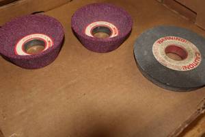 lot 181 image: Lot of (3) Simonds Grinding Wheels - (2) 4Dx1-12, (1) 5-14Dx34
