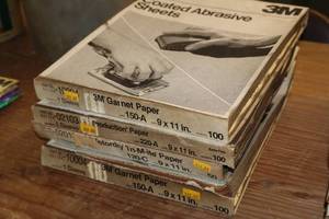 lot 232 image: Lot of (750) 3M Coated Abrasive Sheets - Garnet Paper, Production Paper, Wetordry Tri-M-ite Paper 9x11