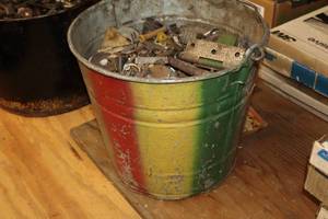 lot 246 image: Lot of (1 Metal Pail) Assorted Fasteners