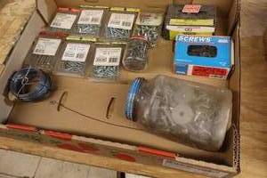 lot 250 image: Lot of (1 Box) Assorted Fasteners - Nails, Wood Screws, Sheet Metal Screws, Drywall Screws