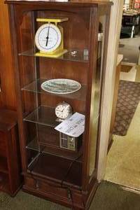 lot 1014 image: Wood Frame  Glass Shelf Display Case