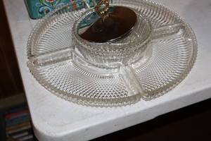 lot 1025 image: Crystal Vegetable Tray, Crystal Candy Dish with lid