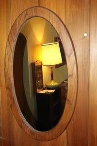 lot 1026 image: Wood Frame Oval Wall Mirror