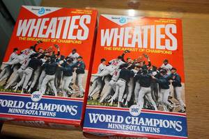 lot 1057 image: Lot of (2) Collectible Wheaties Cereal Boxes - 1987 Minnesota Twins World Series (Unopened )
