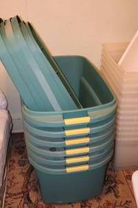 lot 1069 image: Lot of (3) Plastic Storage Bins with Lids
