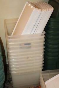 lot 1073 image: Lot of (6) Plastic Storage Bins with Lids