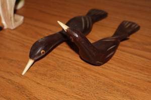lot 1100 image: Lot of (2) Wood Carved Heron Table Dcor