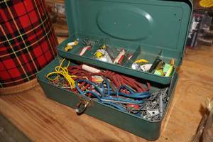 lot 327 image: 14 Metal Fishing Tackle Box with Various Tackle
