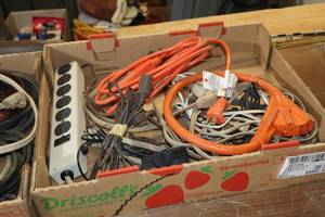 lot 334 image: Lot of (1 Box Top) Assorted Power Cords, Power Strips