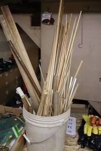 lot 342 image: Lot of (1 Bucket) Assorted Wood Dowel Stock