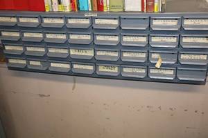 lot 385 image: d Parts Organizer Cabinet with Assorted Nuts and Bolts