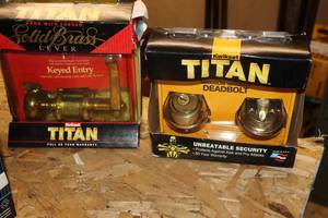 lot 388 image: Titan Door Knob Set and Deadbolt Set