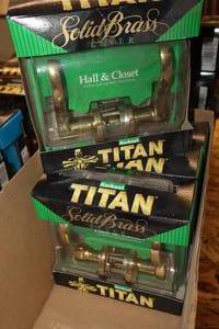lot 391 image: Lot of (4) Titan Solid Brass Hall & Closet Door Knob Sets