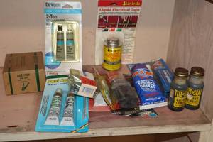 lot 615 image: Assorted Gasket Making Chemicals, Epoxy Resin, Cement, Staples