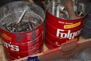 lot 608 image: Lot of (2 Cans) Assorted Hardwares - Nuts and Bolts
