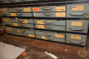 lot 598 image: Metal Parts Organizer with Assorted Fasteners