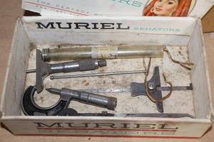 lot 736 image: Lot of (7) Assorted Precision Tools - Micrometer, Squares, Gauges
