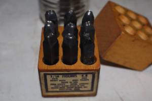 lot 922 image: 316 Figure Punch Set Heavy Duty Steel Stamps 9-count with Wood Case