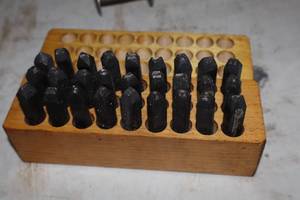 lot 924 image: Lot of (27) 316 Letter Punches with Wood Case
