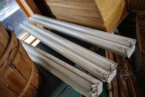 lot 1172 image: Lot of (3) 4 Fluorescent Shop Light Fixtures