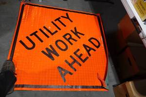 lot 995 image: Lot of (2) UTILITY WORK AHEAD Signs