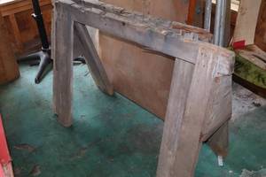 lot 1222 image: Lot of (2) Wood Sawhorses