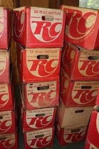 lot 1225 image: Lot of (5) Vintage R.C. Cola MetalCardboard Pop Boxes