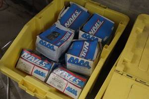 lot 1362 image: Lot of (1 Tote - 12 Boxes) Midwest Manufacturing Assorted Fasteners - Nails 10d