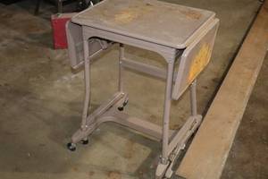 lot 1433 image: Rolling Metal Table with Fold-Down Sides